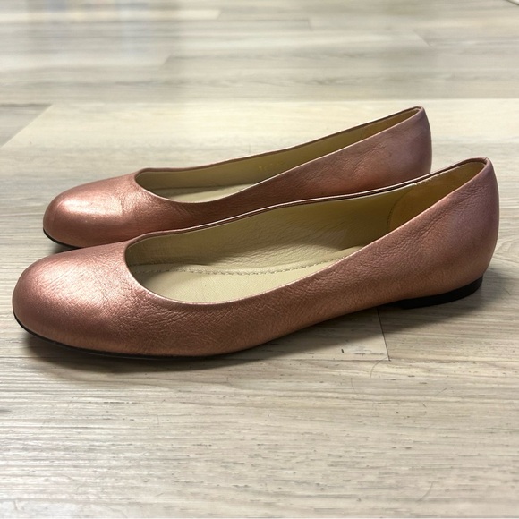 Garnet Hill Shoes Ballet Flats Pink Rose Metallic Leather Sz 8 Made In Italy - Picture 8 of 12
